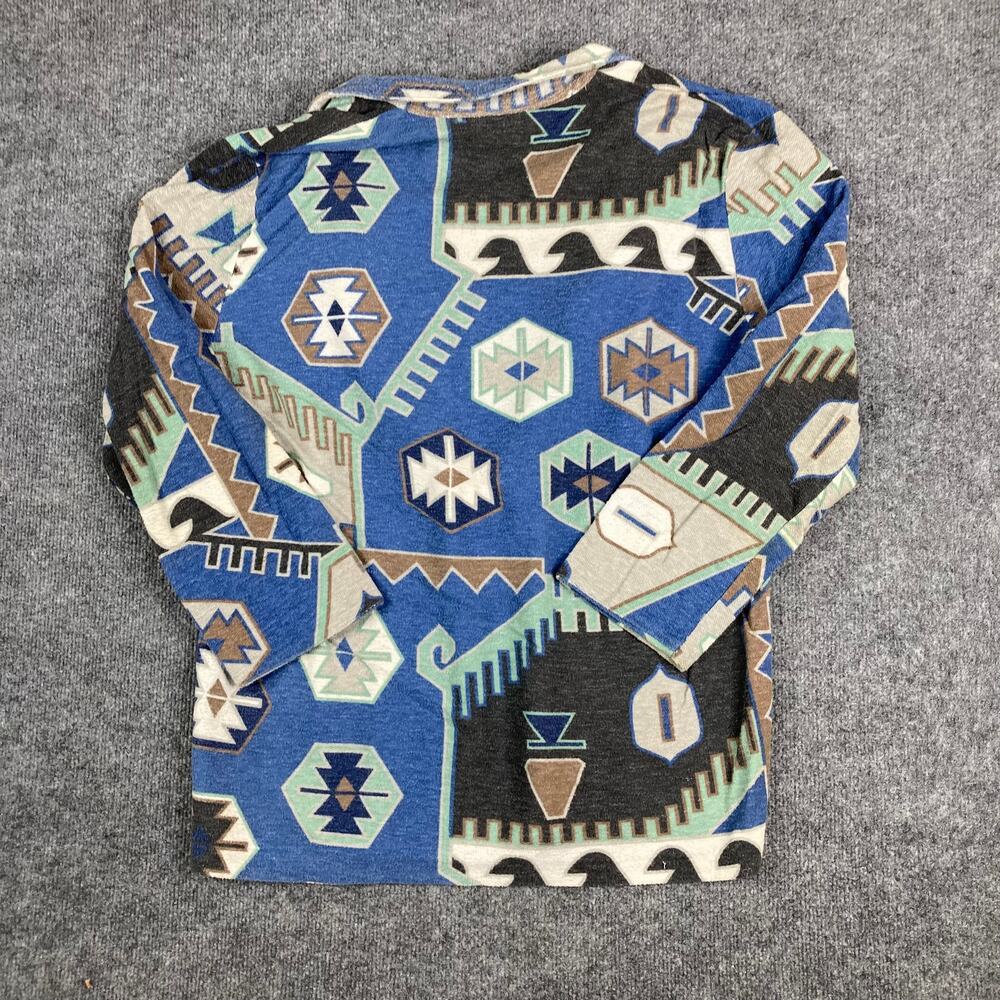 Nevada Blue Cardigan Womens L Aztec Tribal Print Button Front Sweater - Picture 7 of 8